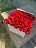 Gold Glittered Red Freedom Rose Flower Box