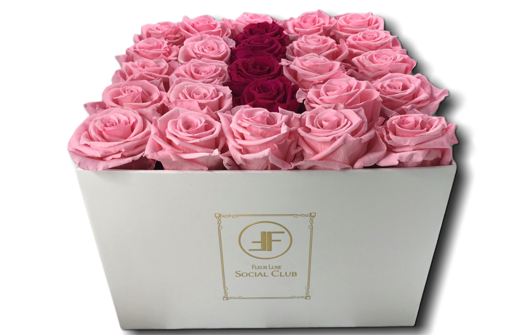 LEMERCIER LAROCHE CUSTOM LETTER PRESERVED ROSE BOX