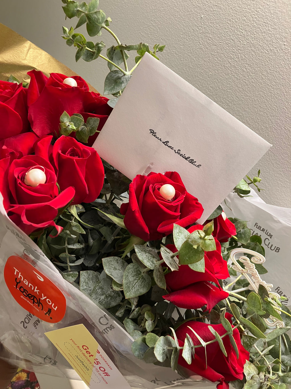 Christophe Pearled Red Roses